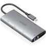 Aisens Docking USB Tipo-C 10 en 1 con HDMI, DisplayPort y PD 100W, Gris